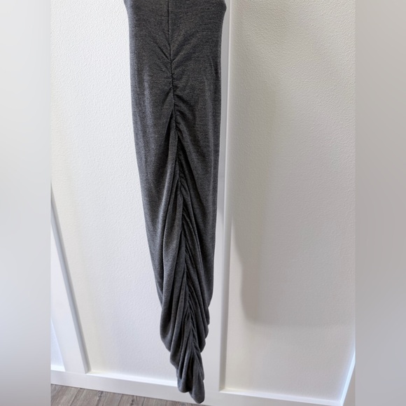 Pinkblush Sleeveless Charcoal Ruched Midi Maternity Dress - Picture 6 of 7